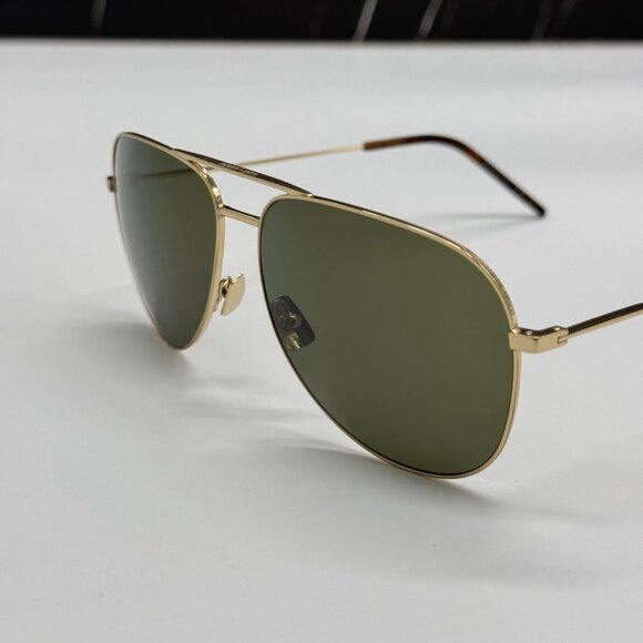 NEW SAINT LAURENT CLASSIC 11 028 GOLD/GREEN AVIATOR SUNGLASSES SAINT LAURENT - Picture 6 of 10